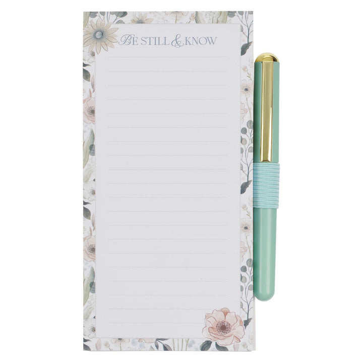 Teal Meadow Magnetic Notepad and Pen Gift Set - Psalm 46:10