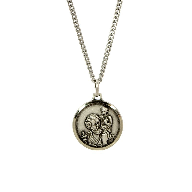 St. Christopher Silver Plated Medal with 18" Chain