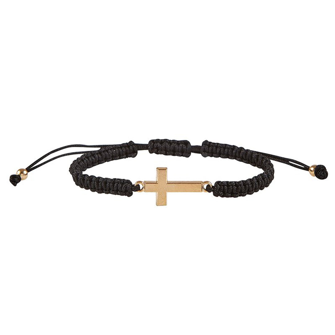 Adjustable Gold Chord Cross Bracelets