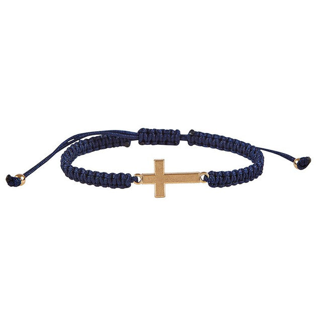 Adjustable Gold Chord Cross Bracelets
