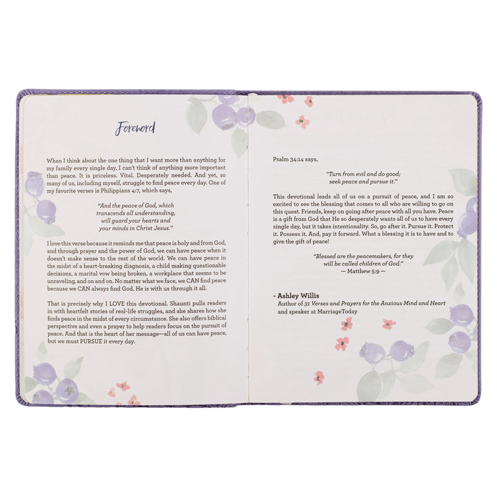 Find Peace Purple Faux Leather Devotional