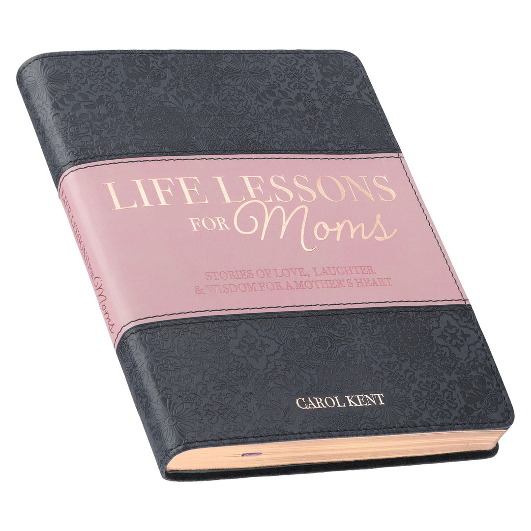 Life Lessons for Moms Gray and Pink Faux Leather Gift Book