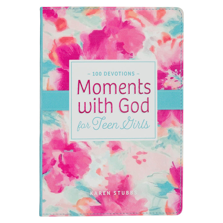 Moments with God for Teen Girls Pink Floral Faux Leather Gift Book