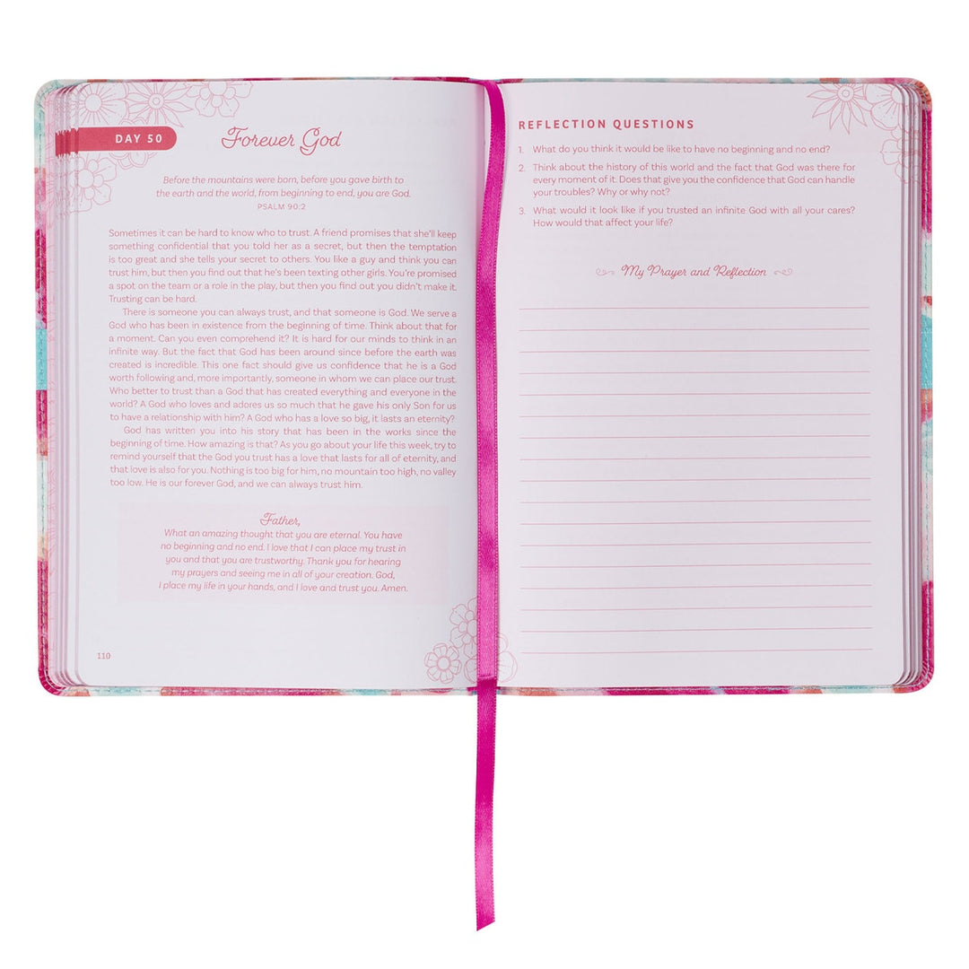 Moments with God for Teen Girls Pink Floral Faux Leather Gift Book