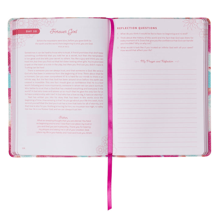 Moments with God for Teen Girls Pink Floral Faux Leather Gift Book