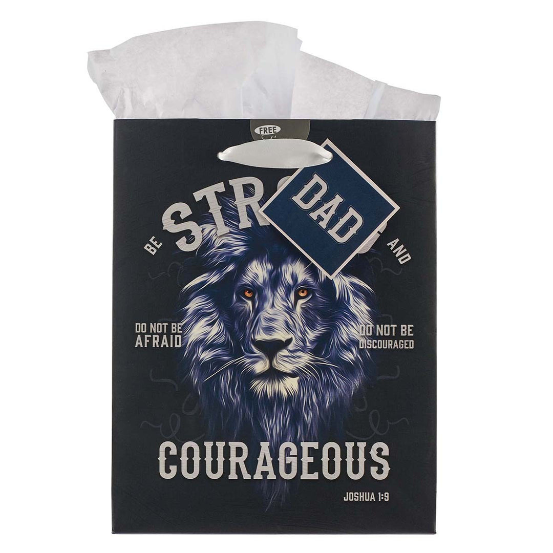 Strong and Courageous Dad Medium Gift Bag - Joshua 1:9