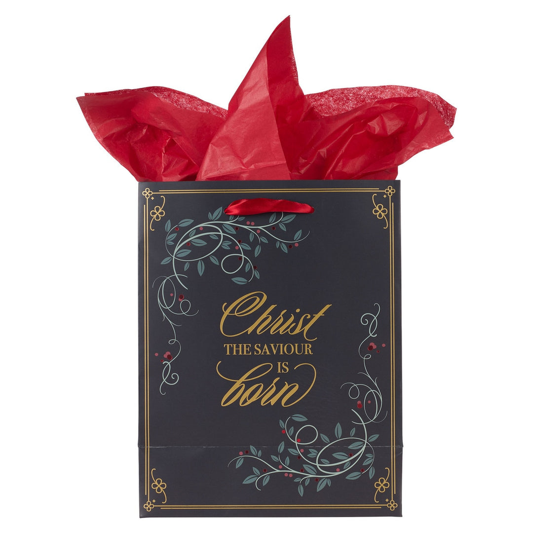Christ the Savior is Born Red Berry Medium Gift Bag