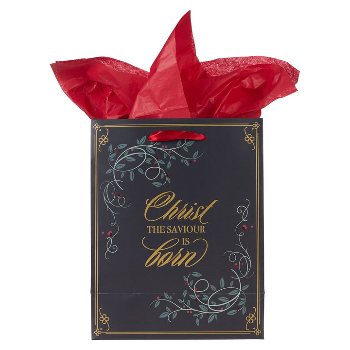 Christ the Savior is Born Red Berry Medium Gift Bag
