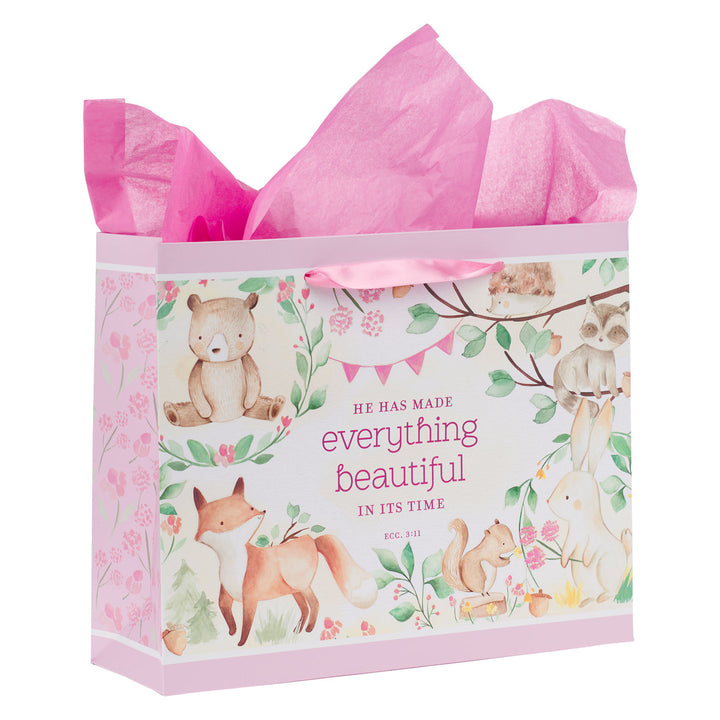 Everything Beautiful Forest Animals Large Landscape Gift Bag with Card Set - Ecclesiastes 3:11