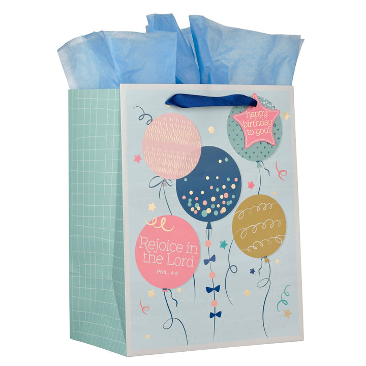 Rejoice Colorful Balloon Medium Gift Bag - Philippians 4:4