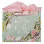 My Redeemer Lives Mint Meadow Large Landscape Gift Bag - Job 19:25 Image Angle