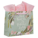 My Redeemer Lives Mint Meadow Large Landscape Gift Bag - Job 19:25 Image Angle