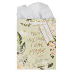 For This Child I Have Prayed Tan Floral Medium Gift Bag - 1 Samuel 1:27