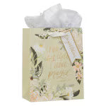For This Child I Have Prayed Tan Floral Medium Gift Bag - 1 Samuel 1:27
