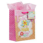 Let Joy Fill Your Day Pink Medium Gift Bag - Philippians 4:4
