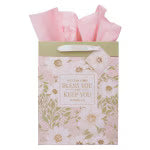 Bless and Keep You Blush Bloom Large Portrait Gift Bag - Numbers 6:24