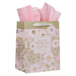 Bless and Keep You Blush Bloom Large Portrait Gift Bag - Numbers 6:24