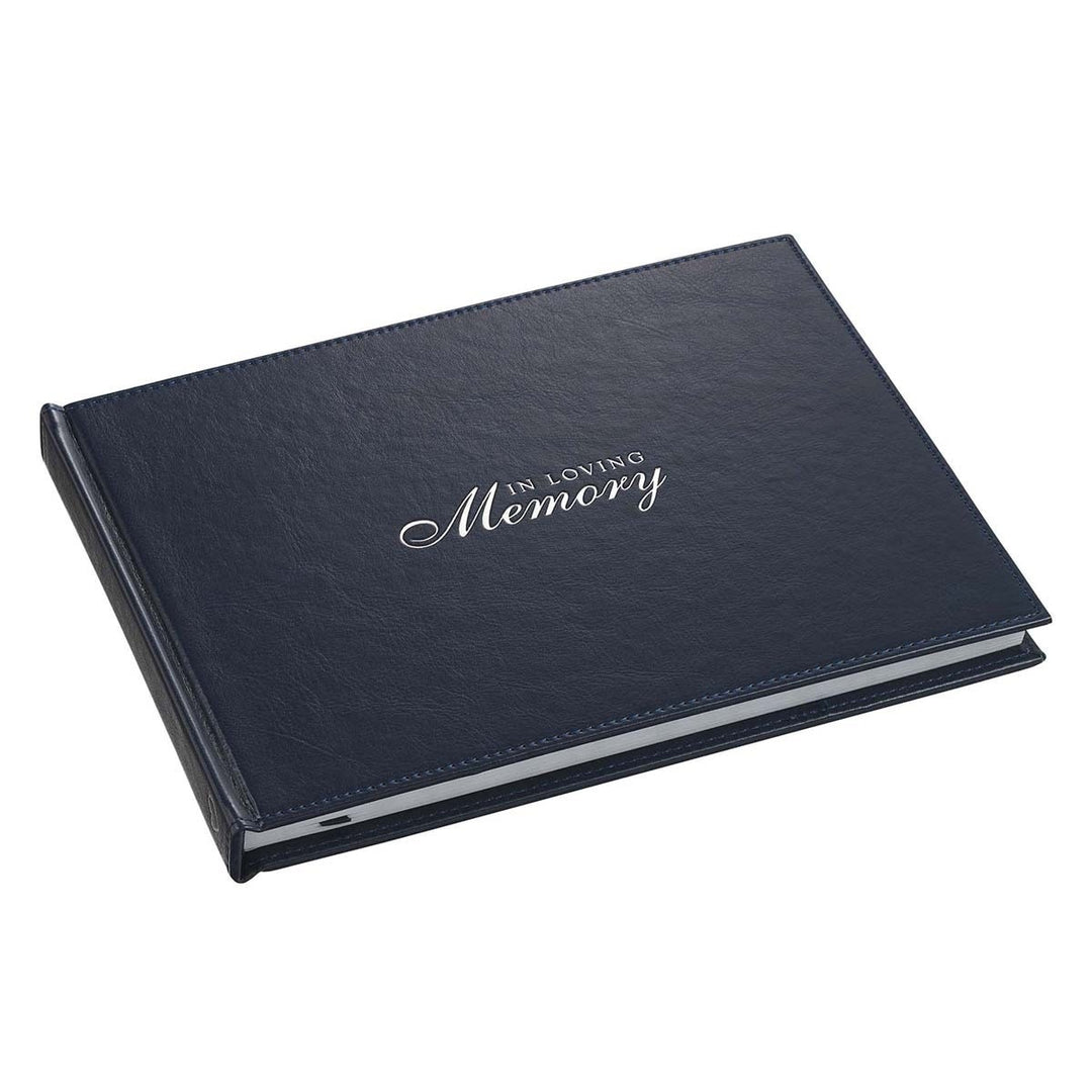 In Loving Memory Navy Faux Leather Medium Guest Book