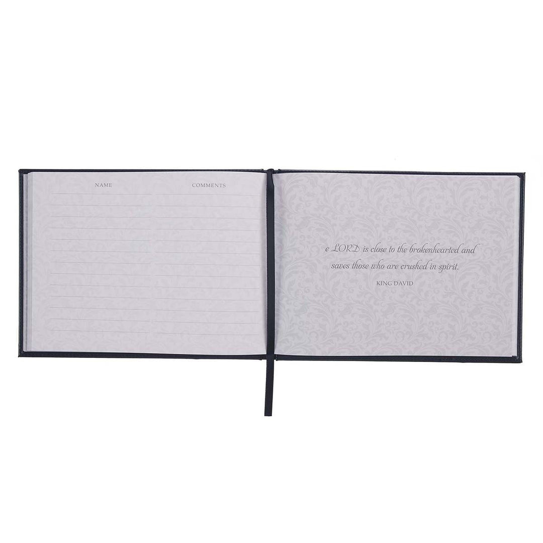 In Loving Memory Navy Faux Leather Medium Guest Book