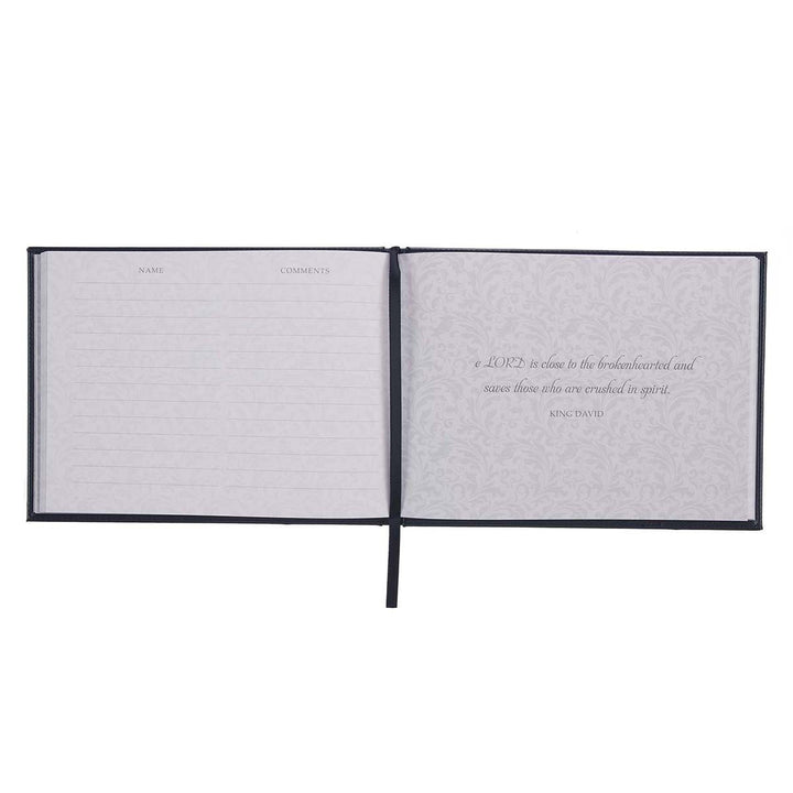 In Loving Memory Navy Faux Leather Medium Guest Book