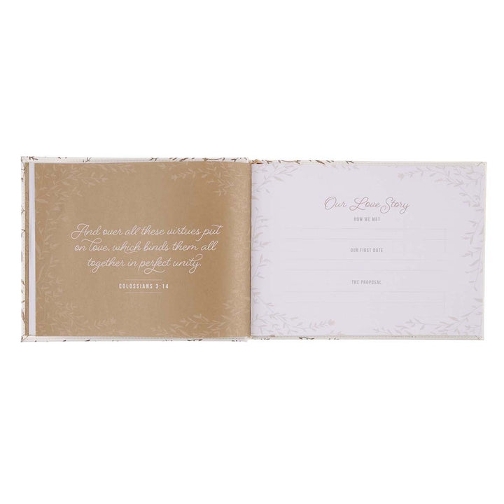 Always and Forever Medium White and Gold Faux Leather Wedding Guest Book