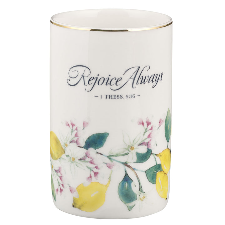 Rejoice Always Lemon Ceramic Table Vase - 1 Thessalonians 5:16