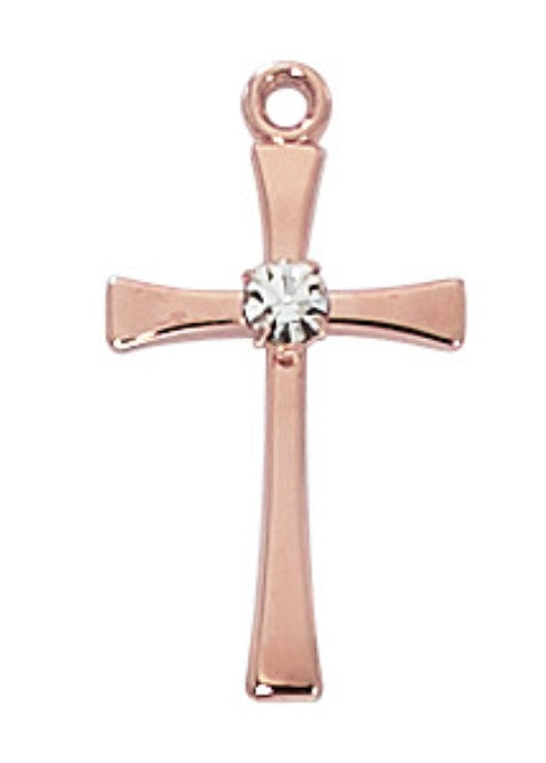 16" Rose Gold Pewter Cross Necklace
