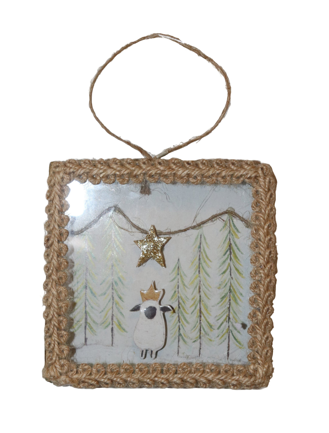 Square Christmas Jute Ornament