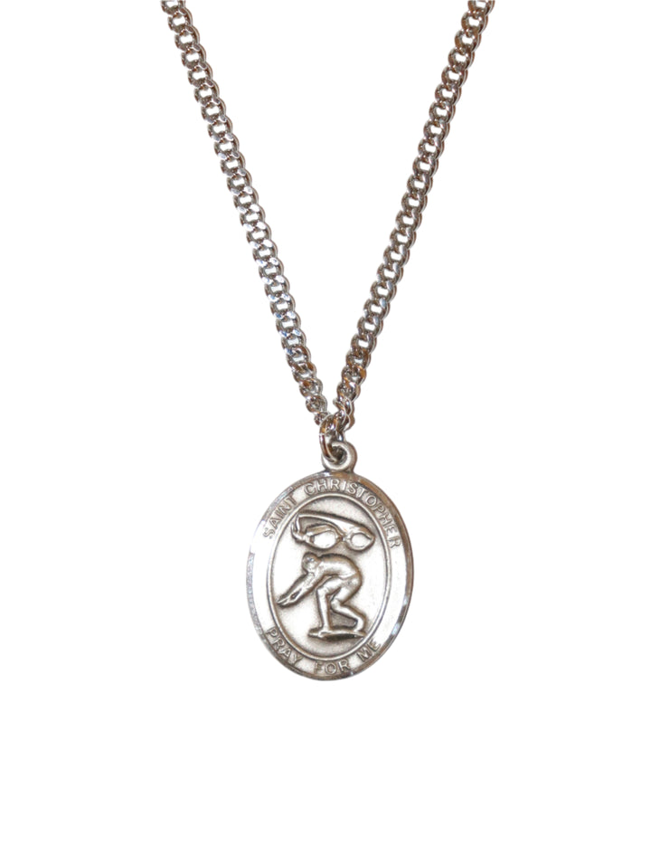 Sterling Silver St. Christopher Swimming Medal