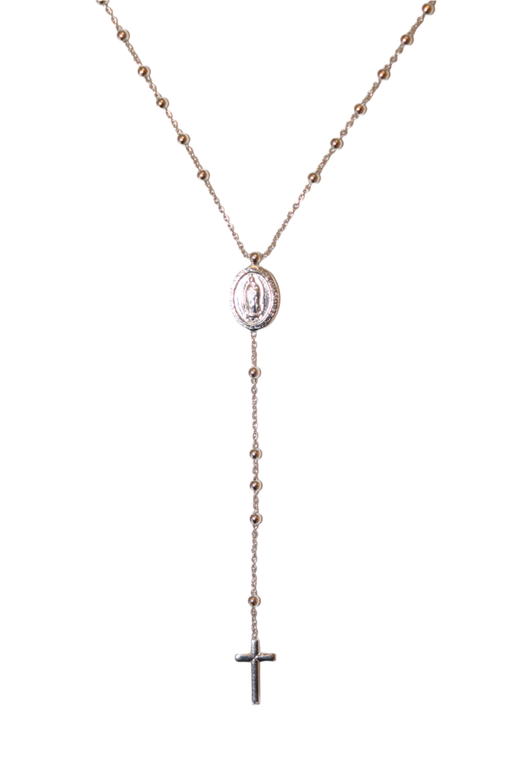 Sterling Silver 2MM Our Lady of Guadalupe Rosary Necklace