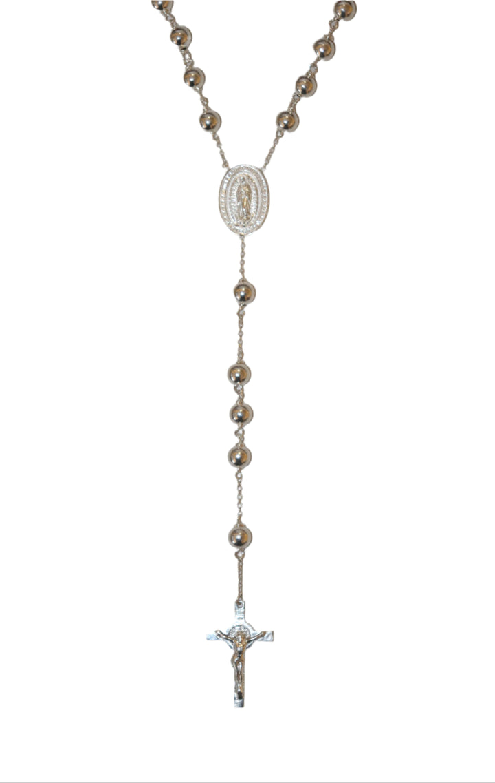 8MM Sterling Silver Our Lady of Guadalupe Rosary