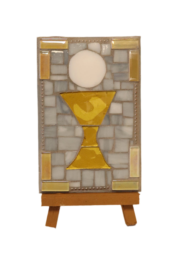 5" Chalice Mosaic with Wooden Stand