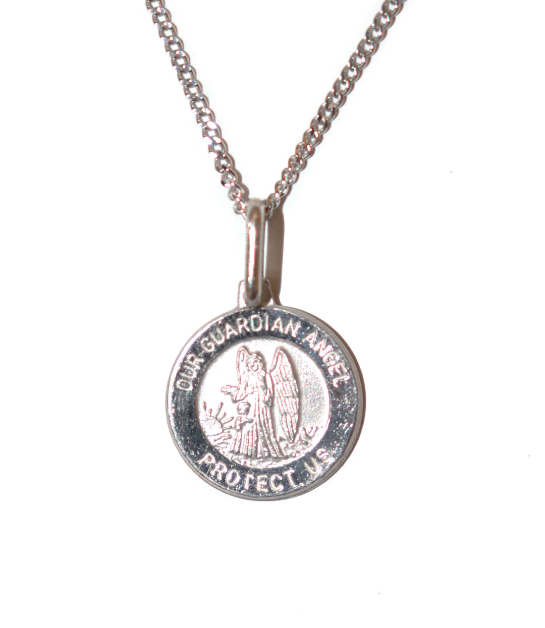 Sterling Silver Guardian Angel Medal on 18" Chain