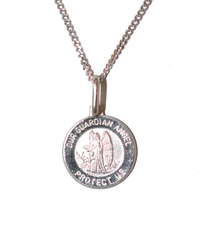 Sterling Silver Guardian Angel Medal on 18" Chain