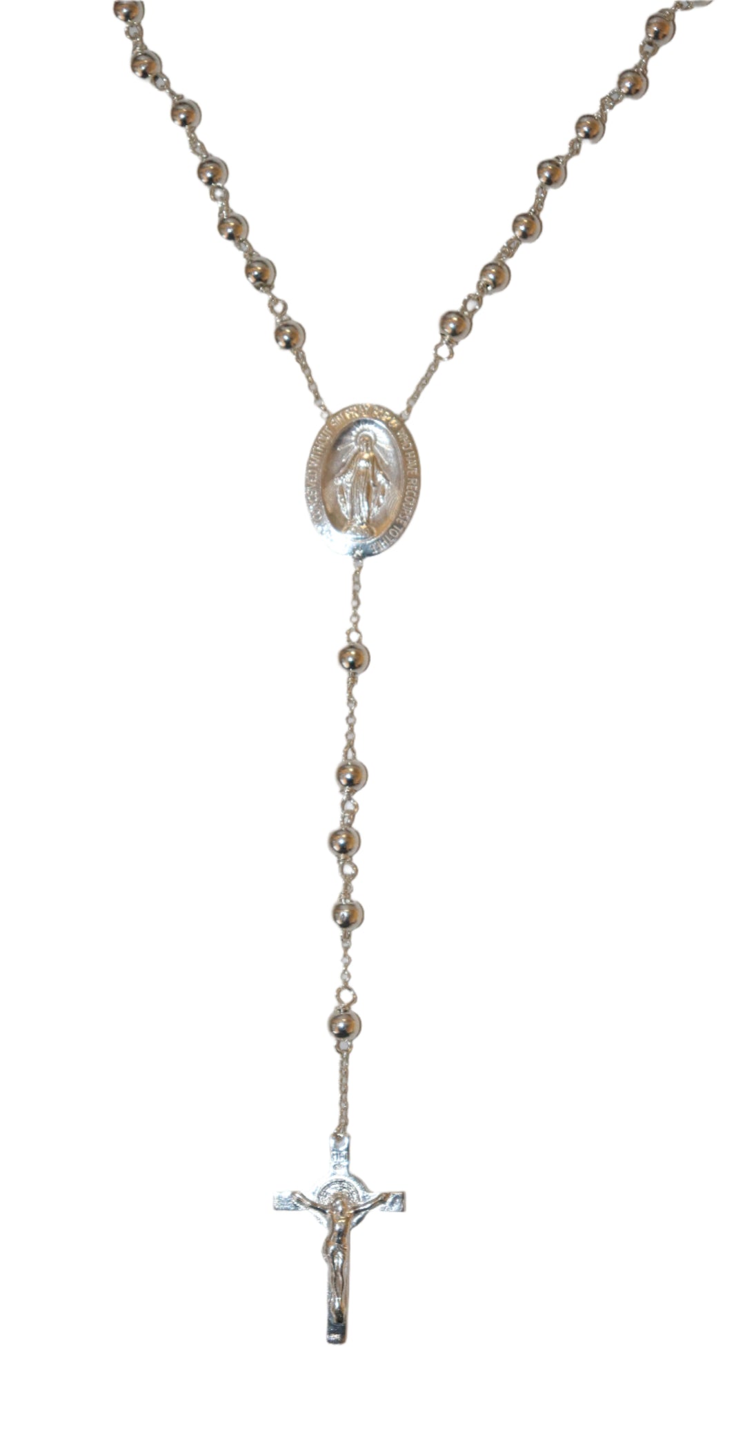 Sterling Silver 5MM Miraculous Medal Rosary