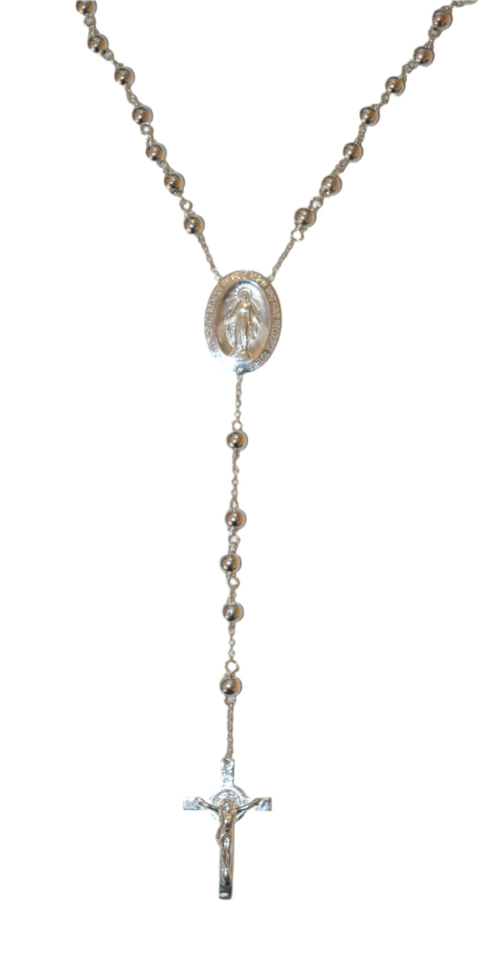 Sterling Silver 5MM Miraculous Medal Rosary