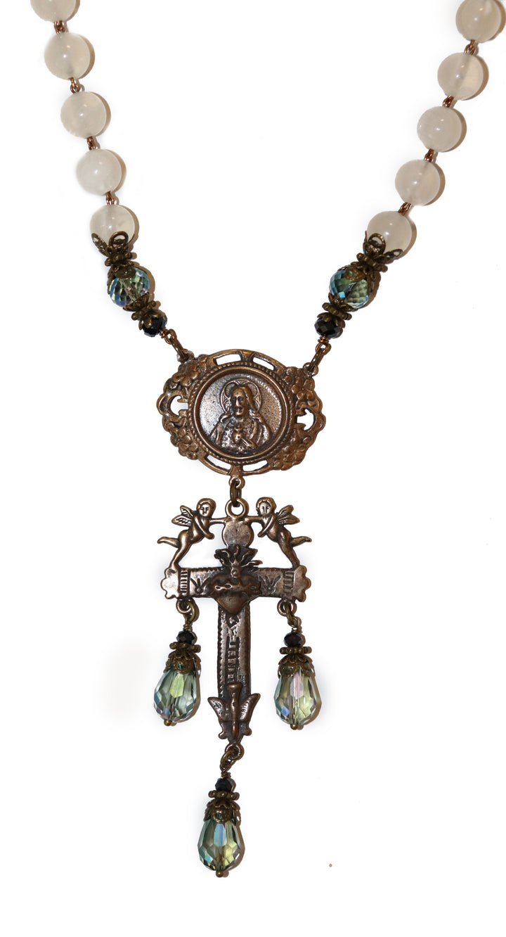 Selenite Sacred Heart Necklace