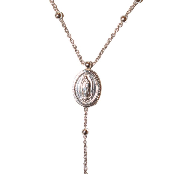 Sterling Silver 2MM Our Lady of Guadalupe Rosary Necklace