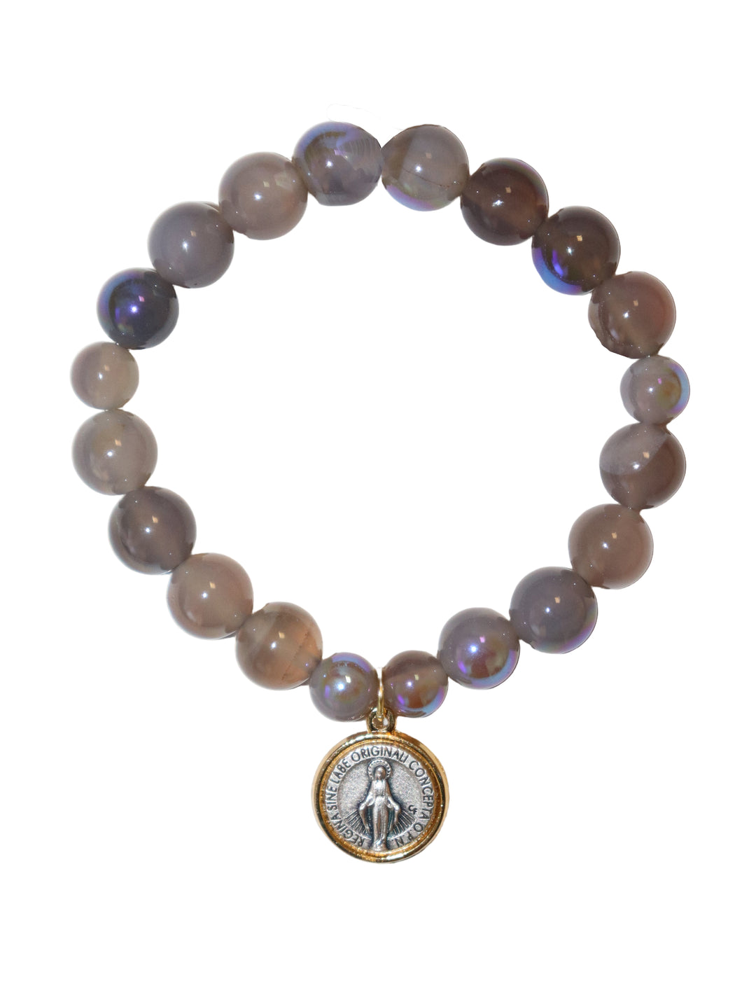 8mm Jasper Bracelet with Our Lady of Guadalupe Charm