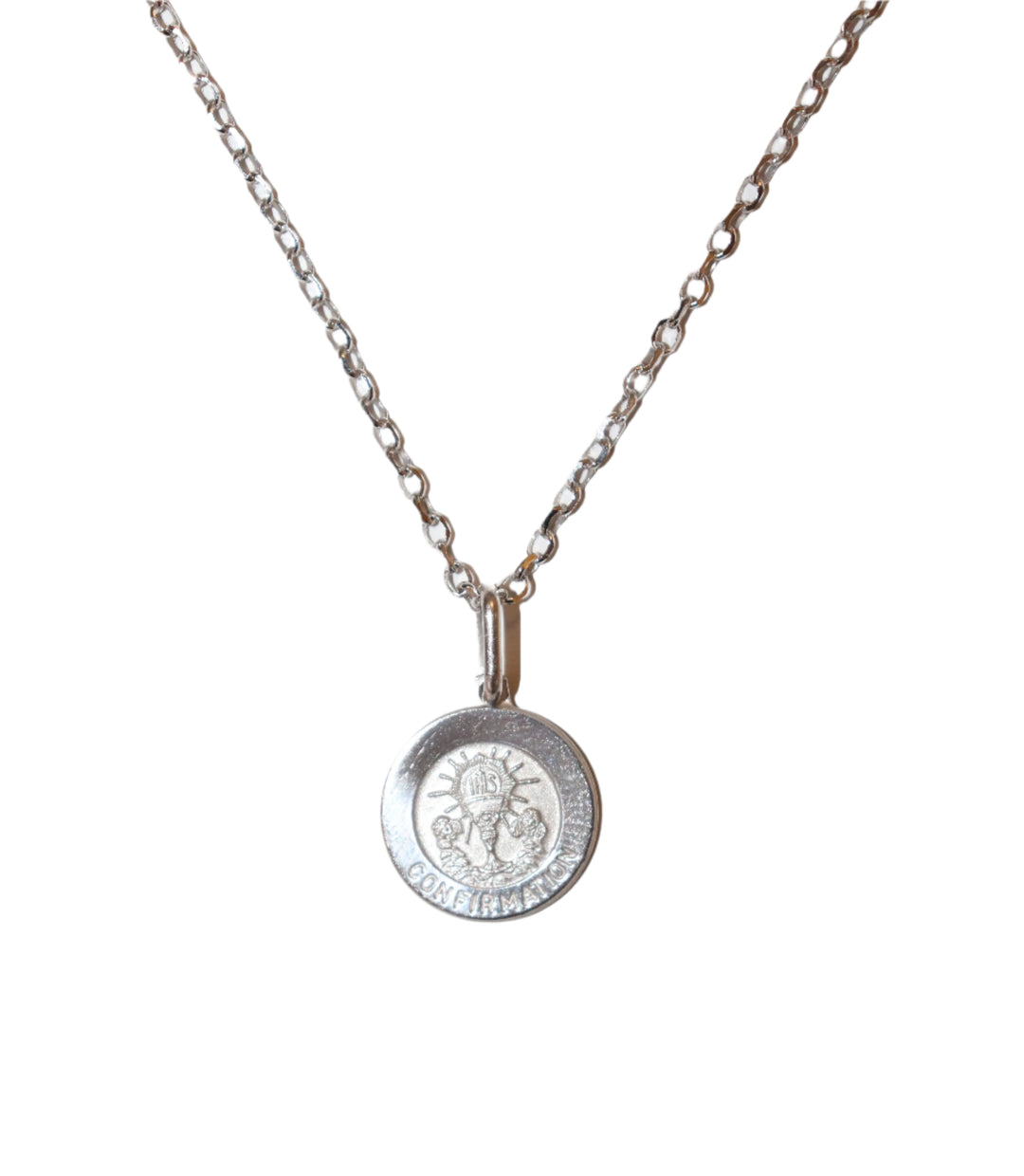 Sterling Silver Confirmation Medal on 18" Chain