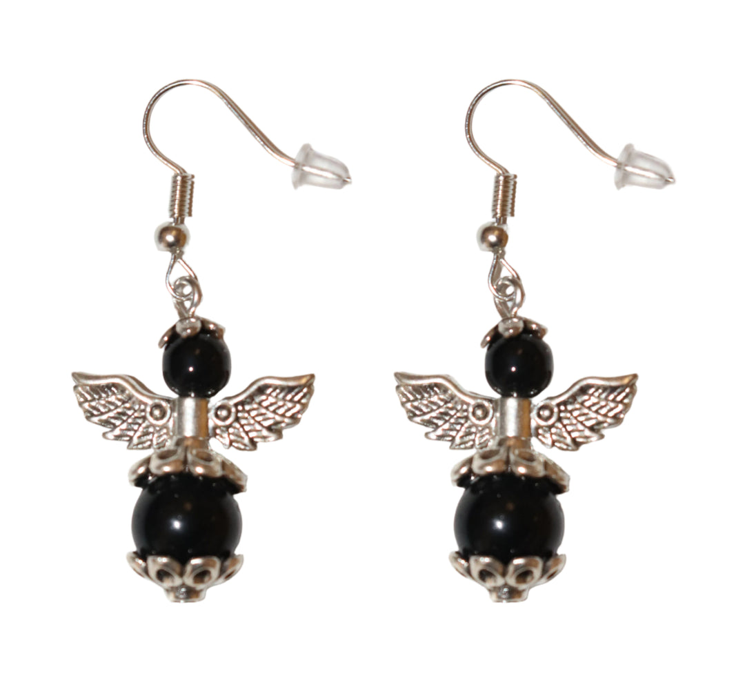 Silver Pearl Angel Earring Set