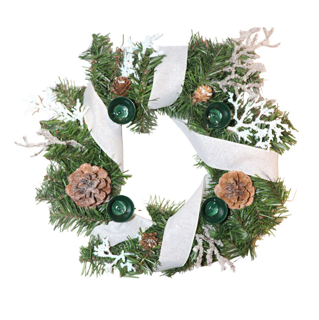 12" Decorated Evergreen Advent Wreath