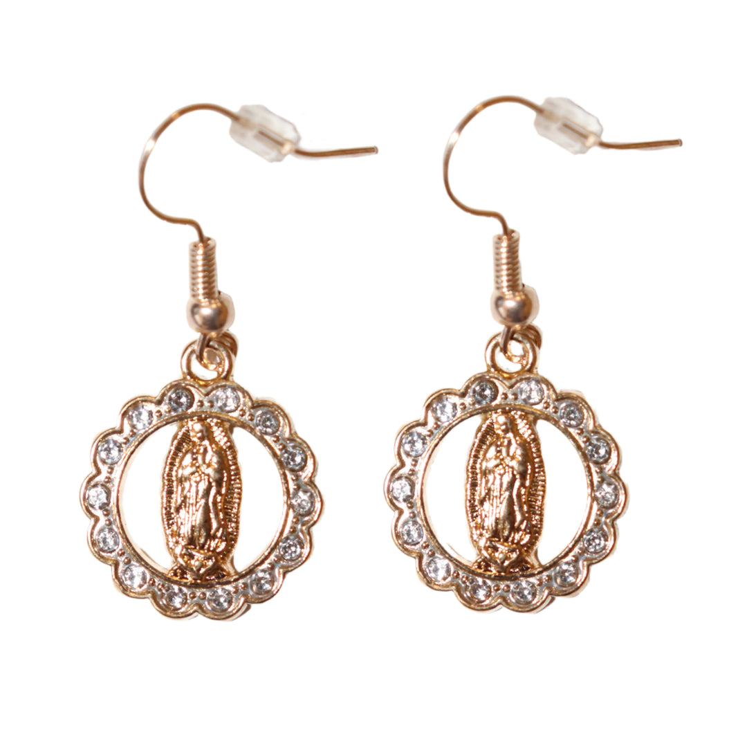 Our Lady of Guadalupe Gold/Crystal Earrings Set