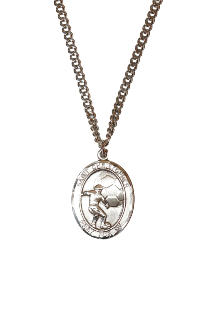 Sterling Silver St. Christopher Soccer Medal