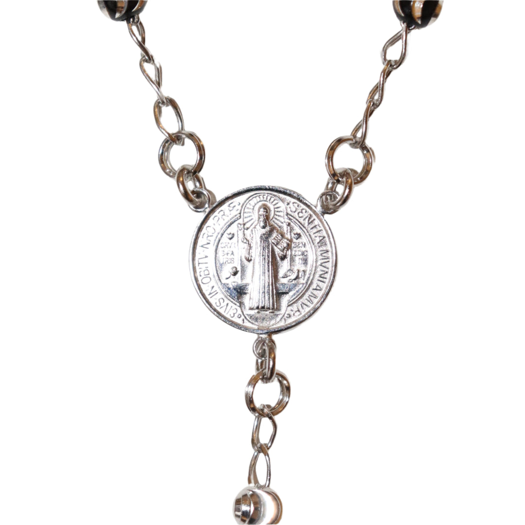 Sterling Silver & Black Enamel 5MM St. Benedict Rosary