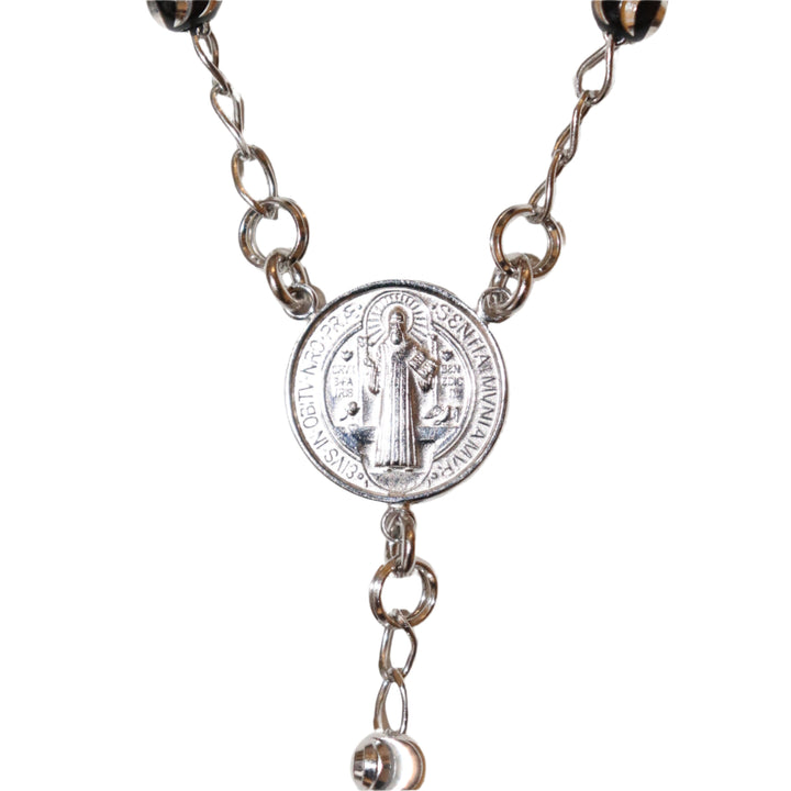 Sterling Silver & Black Enamel 5MM St. Benedict Rosary