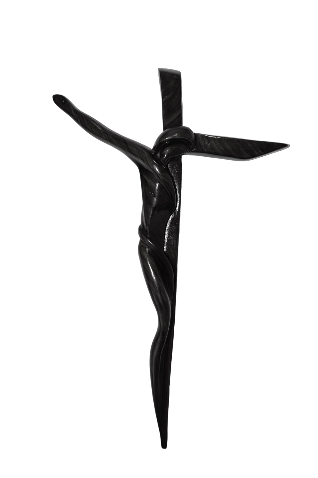 17" Black Wood Contemporary Serpentine Crucifix