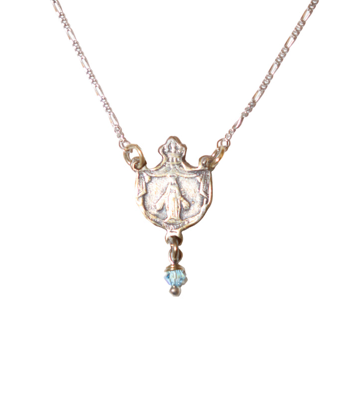 Small Sterling Silver Miraculous Medal with 16" Chain