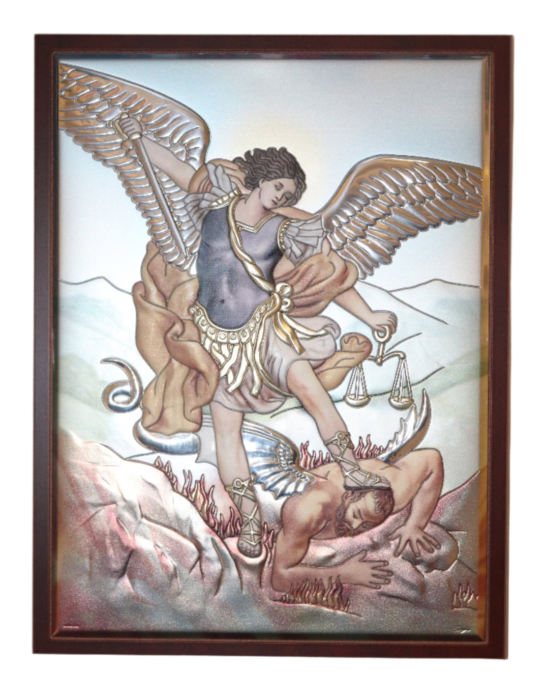 St. Michael 8.5X11.5" Sterling Silver Plaque