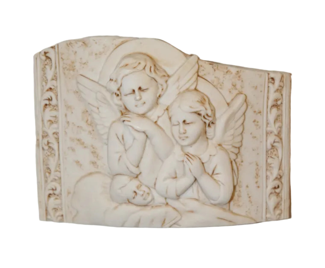 4.25" Guardian Angles Watching Over Baby Resin Plaque